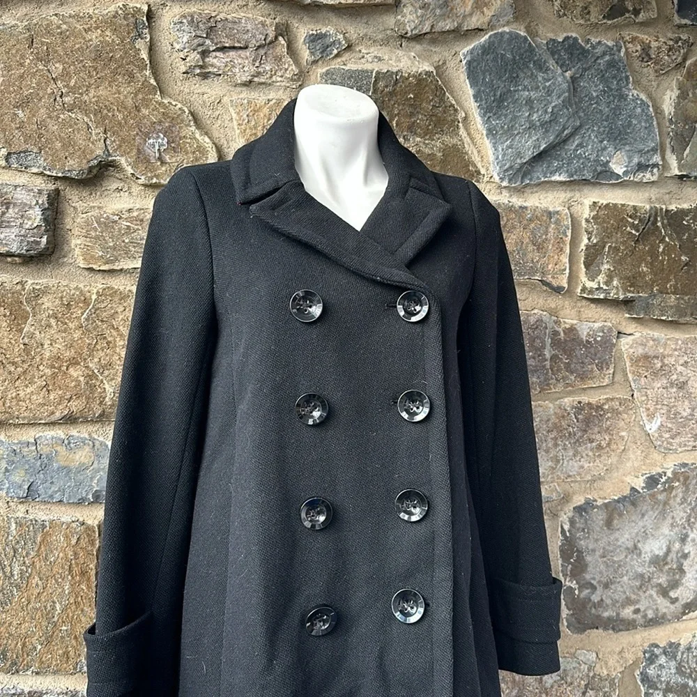 J. Crew Women's Double Breasted Wool Peacoat in Black Size 4 - Picture 2 of 6